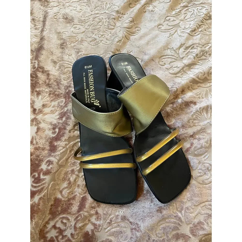 Y2k 90s‎ square toe sandal heels strappy slip on size 8.5
